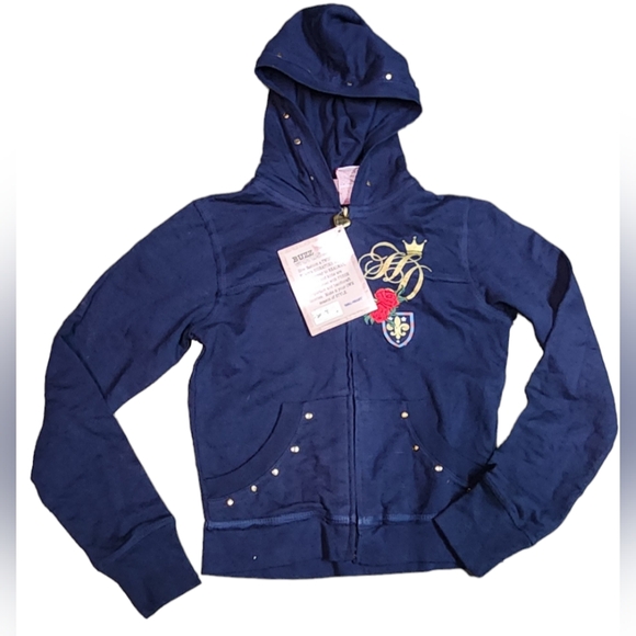Vintage Stuff by Hilary Duff Girl's Navy Blue Branded Jacket Size 10/12 NWT - Picture 1 of 5